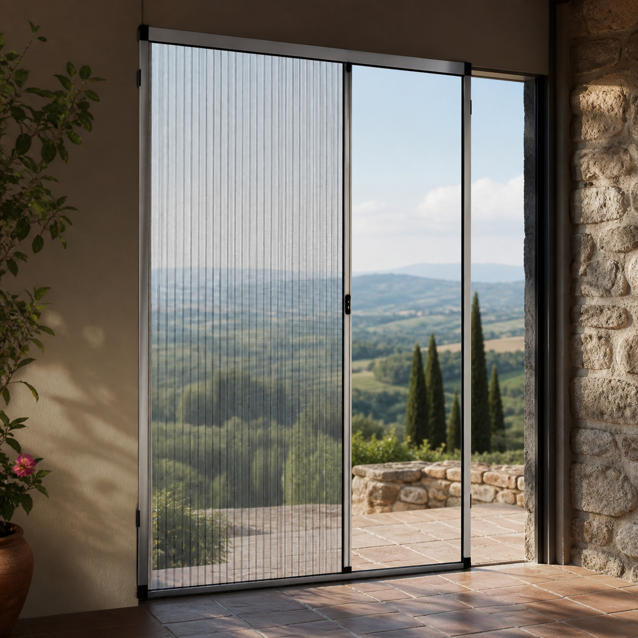 Zanzariera installata su finestra moderna
